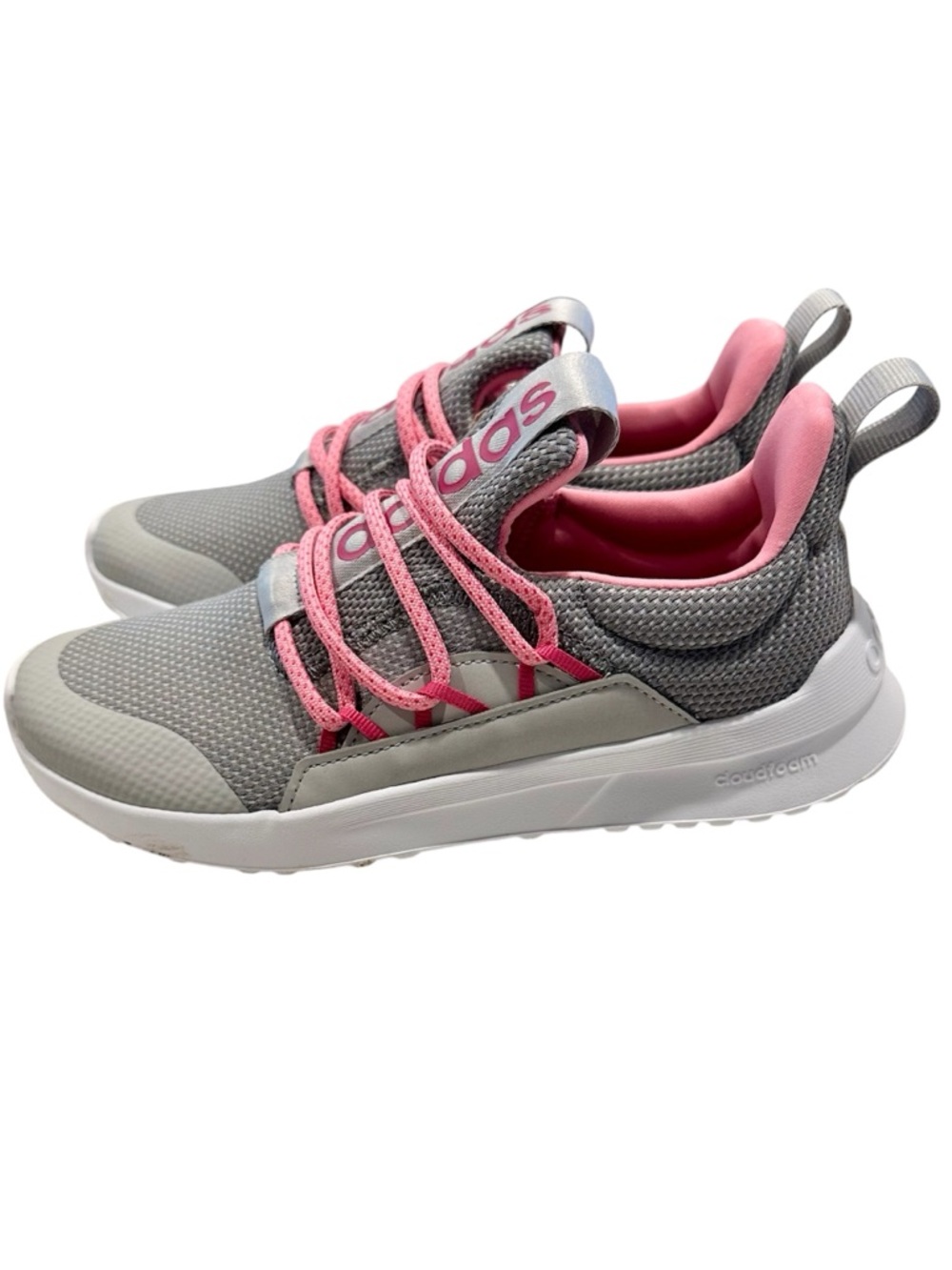 NWT adidas Kids Gray and Pink Lite Racer Adapt 5.0 Running Shoe - Size: 3 - Picture 6 of 9